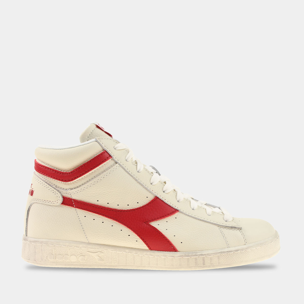 Diadora Game L High Waxed White/Red pepper heren sneakers