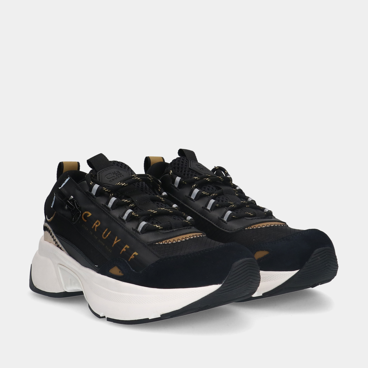 Cruyff June Sidezip 960 Black/ Gold dames sneakers